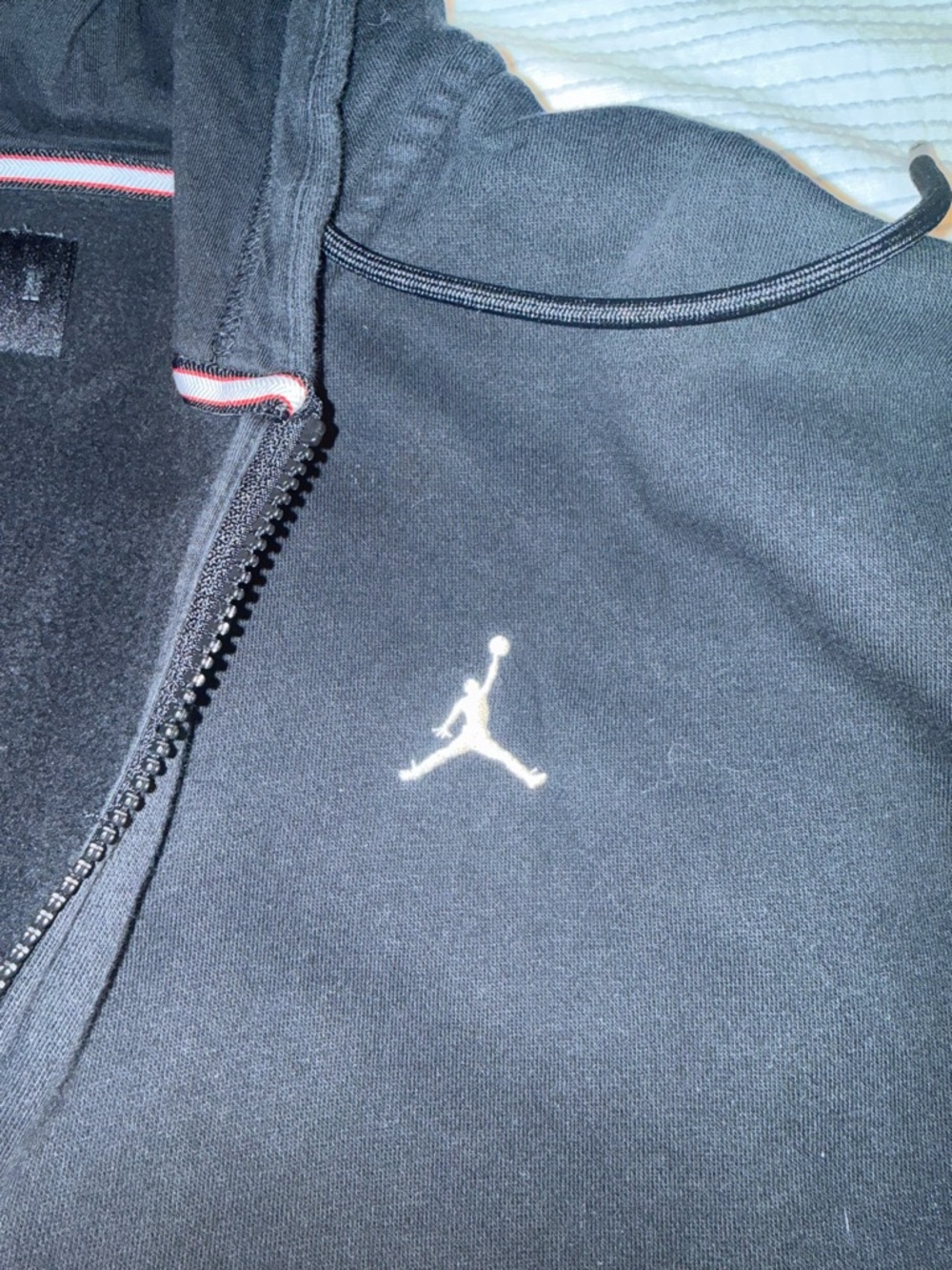 Jordan Black Full-Zip Hooded Sweatshirt with White Jumpman - Picture 4 of 4